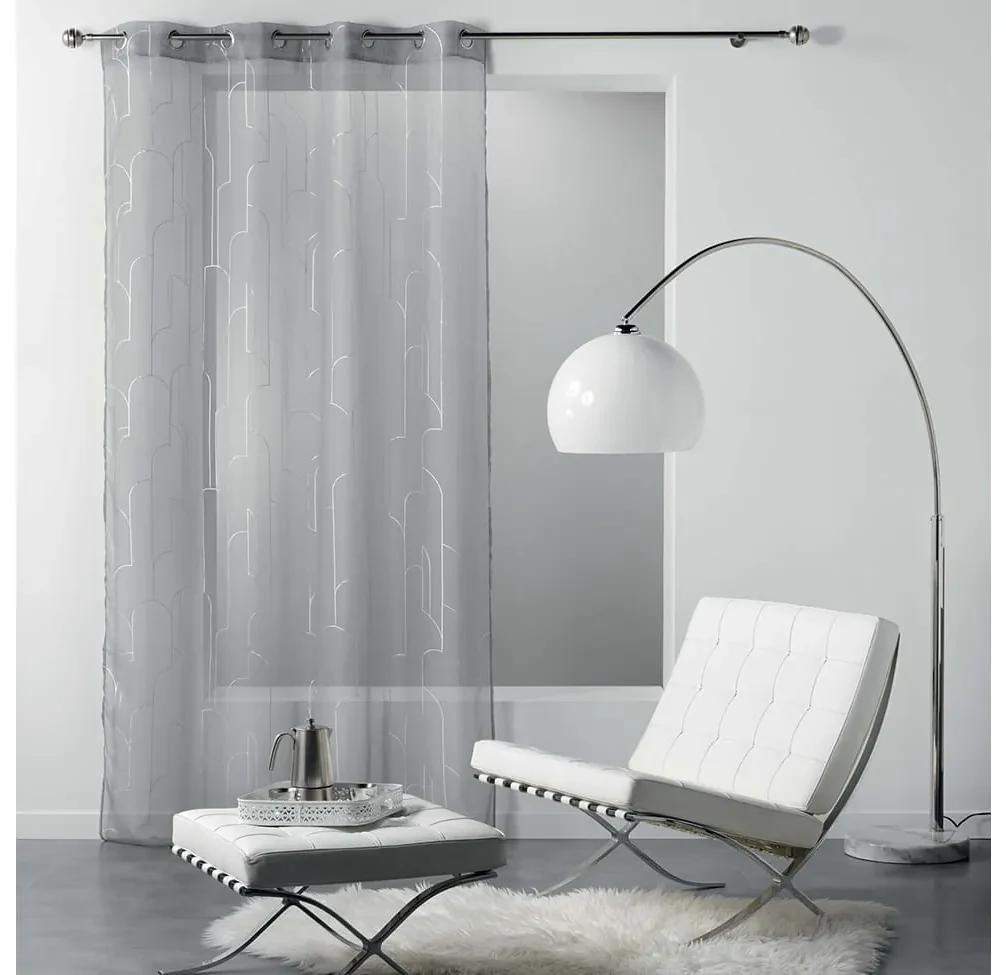 Douceur Záclona na krúžkoch DOMEA 140 x 240 cm Vzorovaná Farba: Sivá
