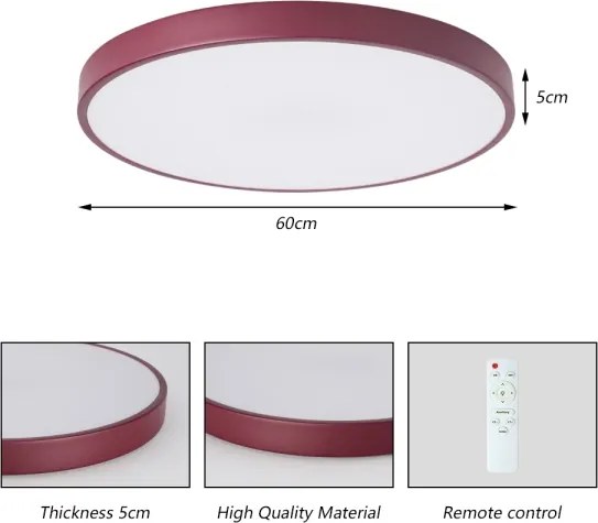 Brilagi-LED Stmievateľné stropné svietidlo POOL LED/60W/230V 3000-6000K 60 cm bordó + diaľkové ovládanie