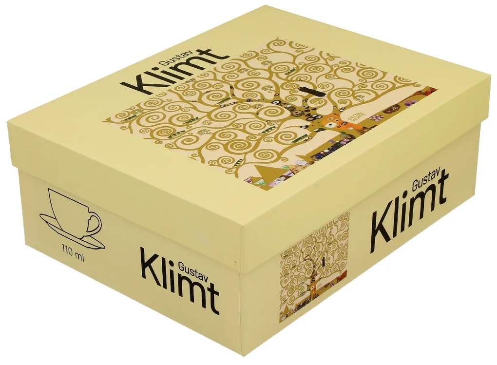 Porcelánová šálka s podšálkou Klimt Ecru Tree Of Life 90 ml sada 2ks