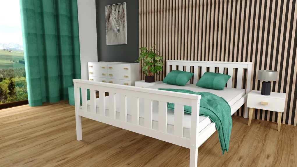 Posteľ KALEA 90 x 200 cm, biela Rošt: S lamelovým roštom, Matrac: Matrac Coco Maxi 20 cm