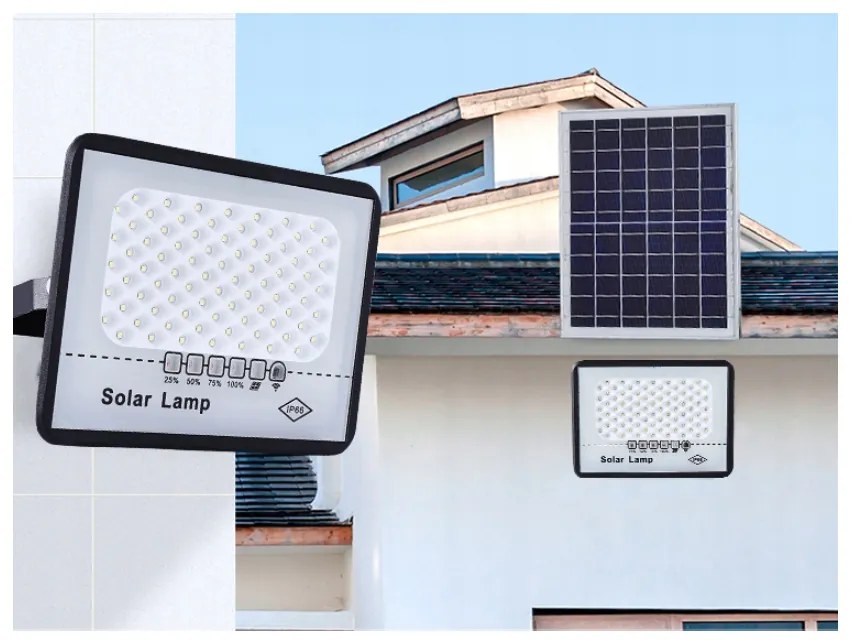 BERGE Solárne LED svietidlo DAKAR - 100W - PIR