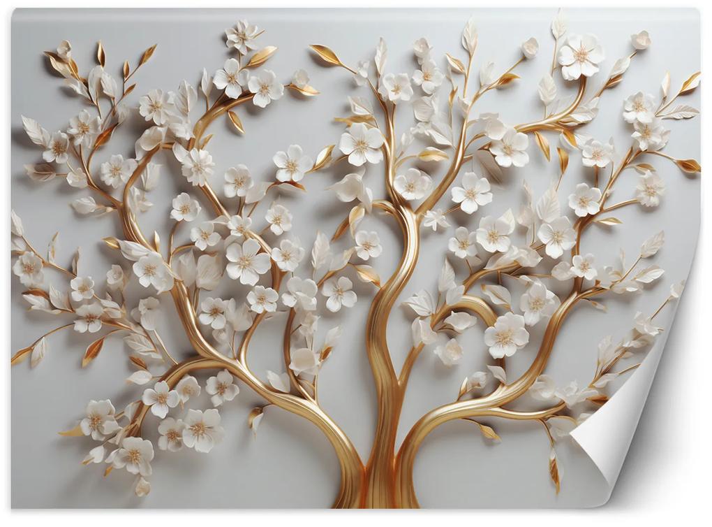 Gario Fototapeta Biele kvety magnólie na zlatých konároch Materiál: Vliesová, Rozmery: 200 x 140 cm
