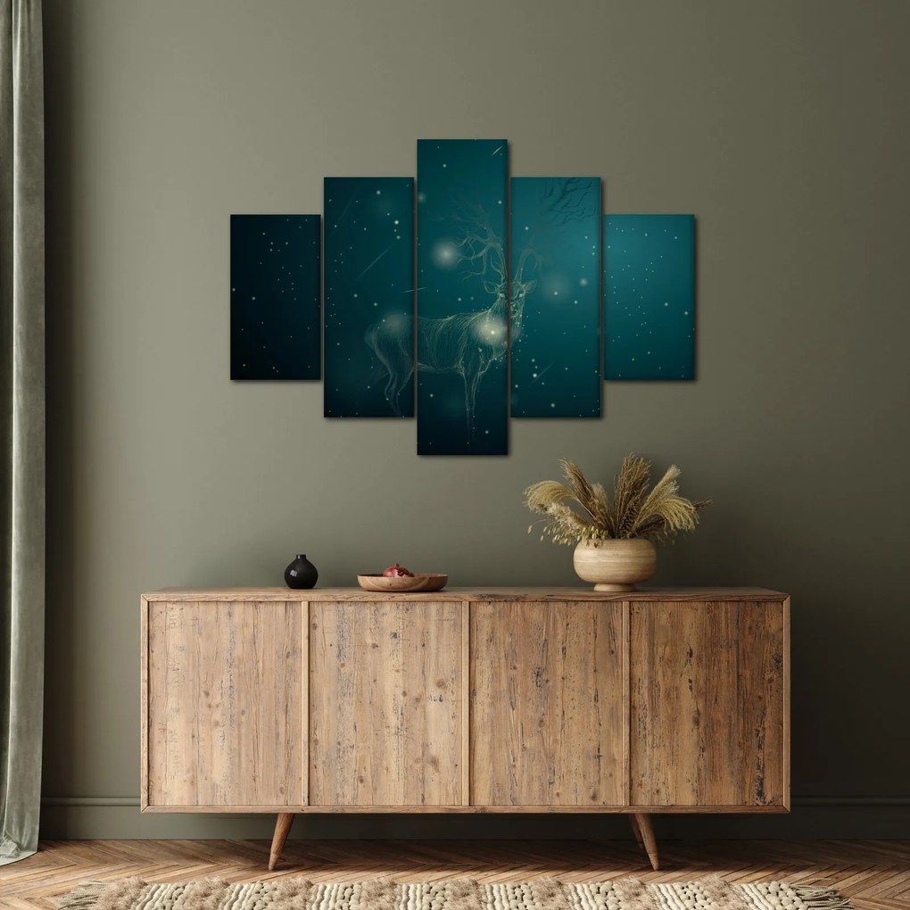 Obraz - Magický jeleň v noci (150x105 cm)