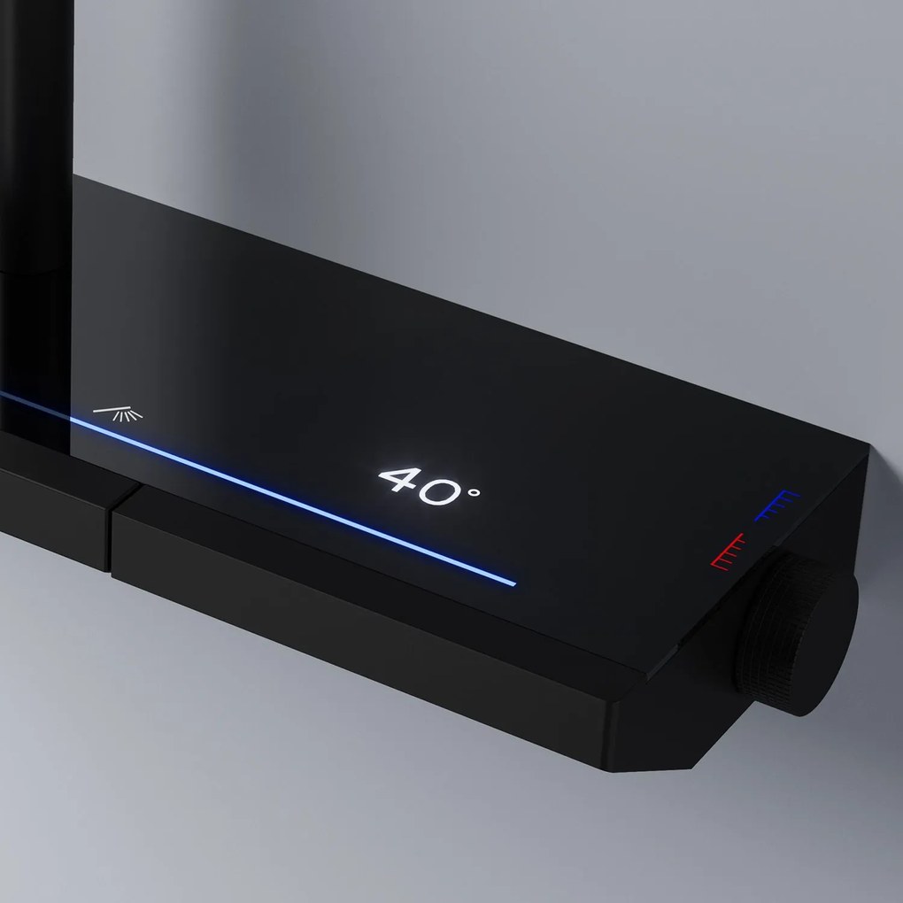 Rea Pedro, sprchový set s termostatom, čierna matná, REA-P0897