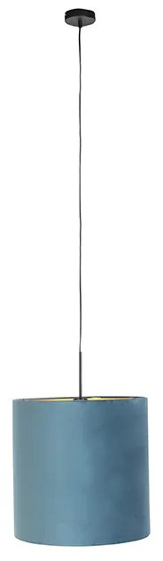 Závesné svietidlo s modrým zamatovým tienidlom so zlatom 40 cm - Combi