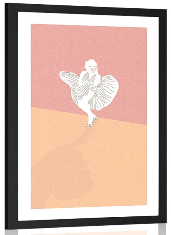 Plagát s paspartou famózna Marilyn Monroe - 60x90 black