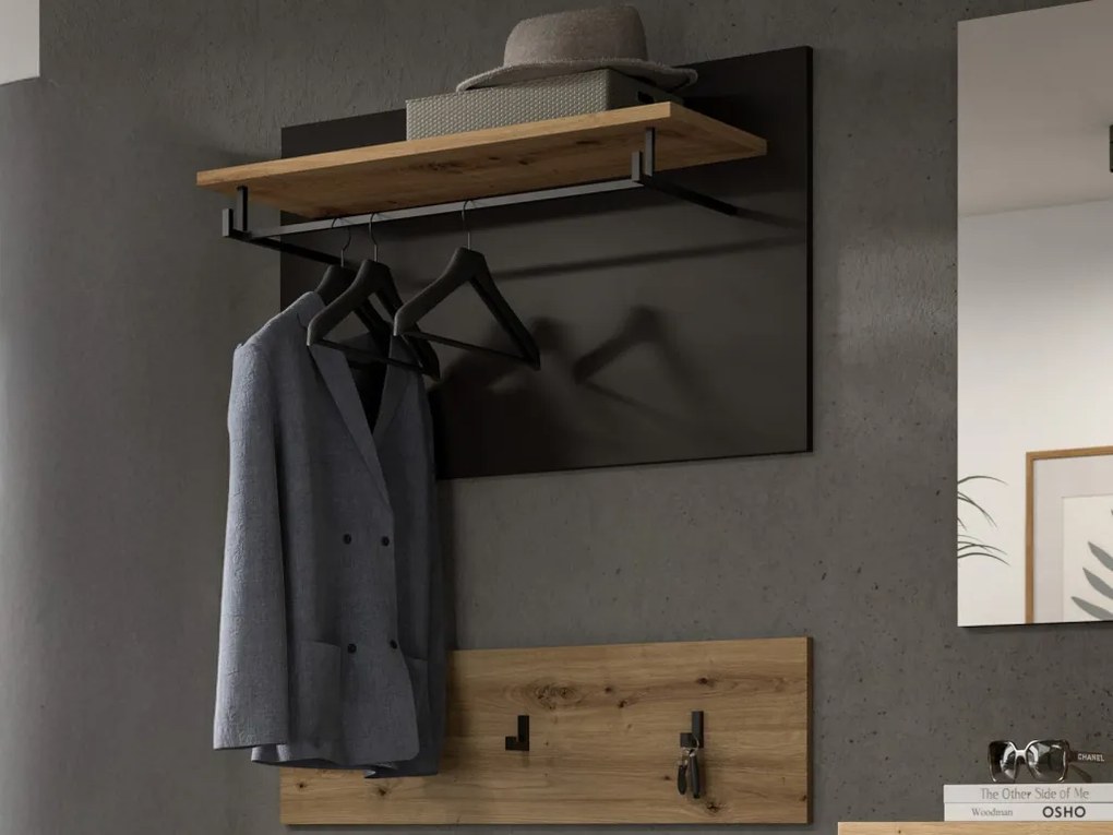 Predsieňová zostava Cano (5-dielna), šedá/dub artisan