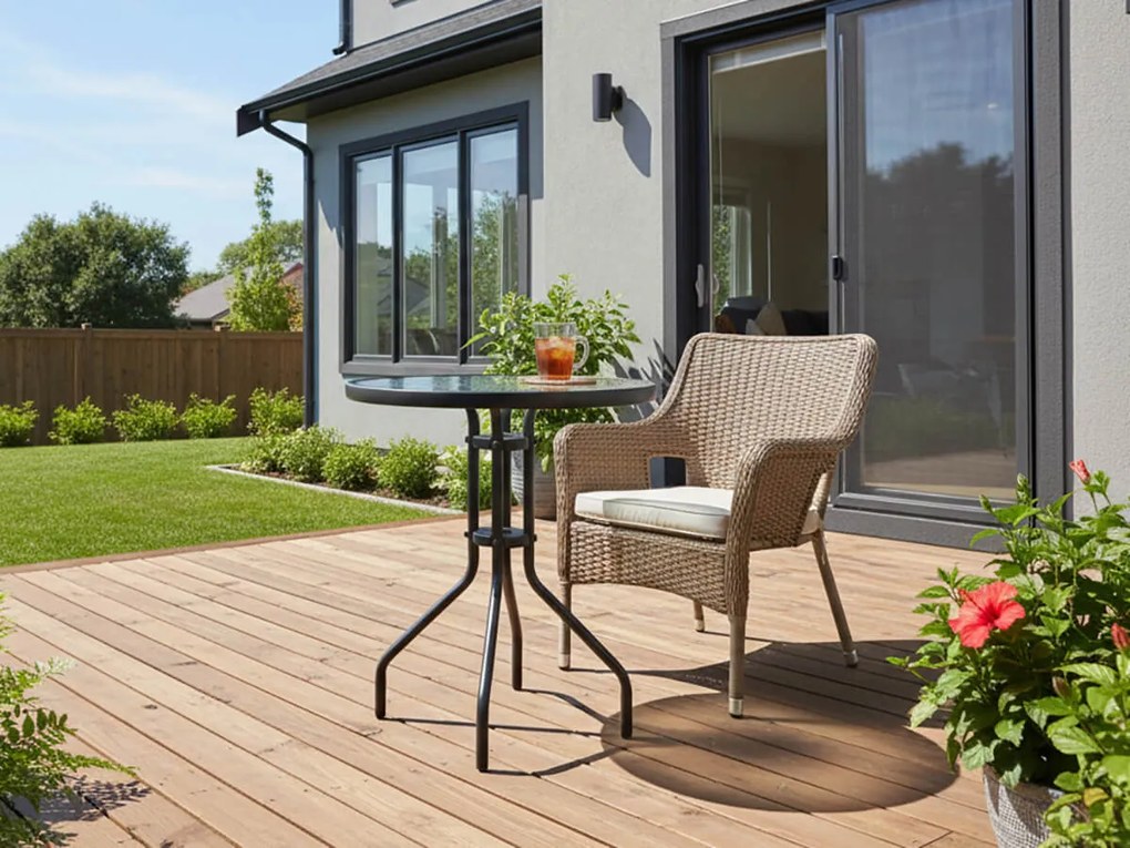 CH Sivý okrúhly záhradný stôl Peon