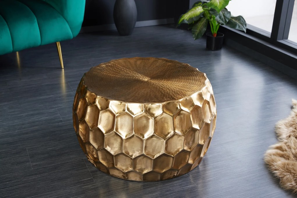 Konferenčný stolík Organic Orient - 70cm zlatý