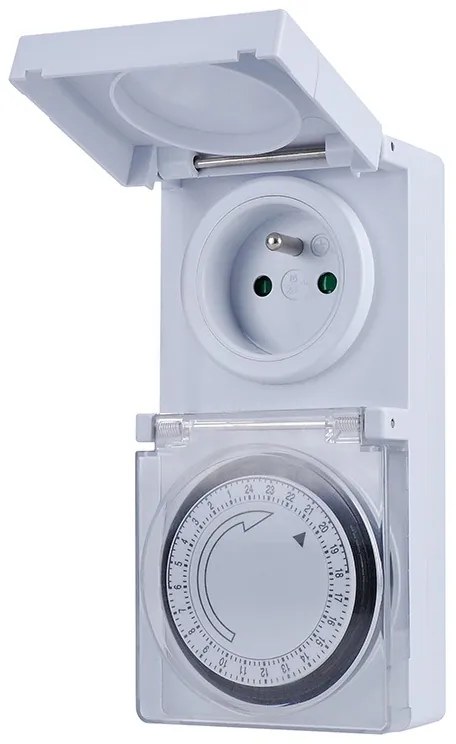 SOLIGHT vonkajšie denný časový spínač 230V/16A/IP44/3500W, biely