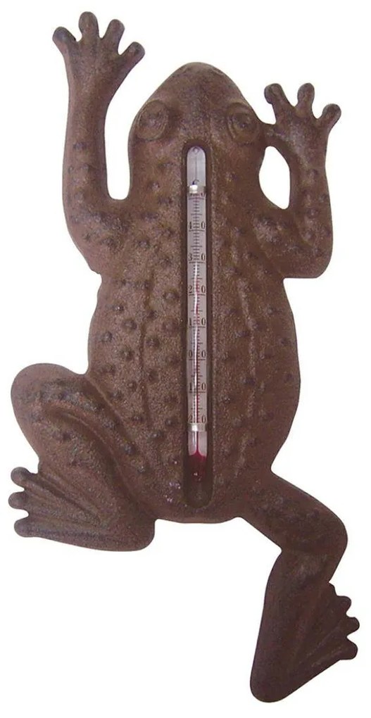 Nástenný teplomer Frog, 23,5x12 cm, liatina, hnedá