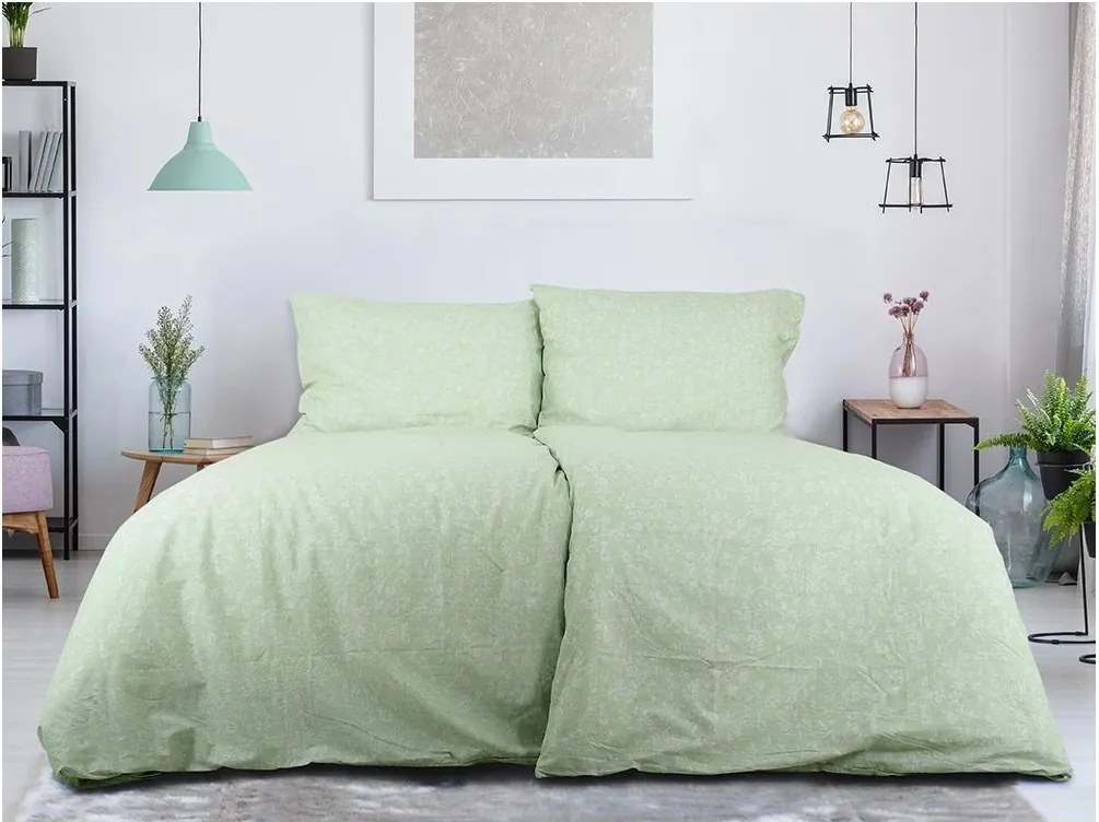 Krepové obliečky z Renforcé bavlny GREEN FLOWERS zelené Rozmer obliečky: 70 x 90 cm | 140 x 200 cm