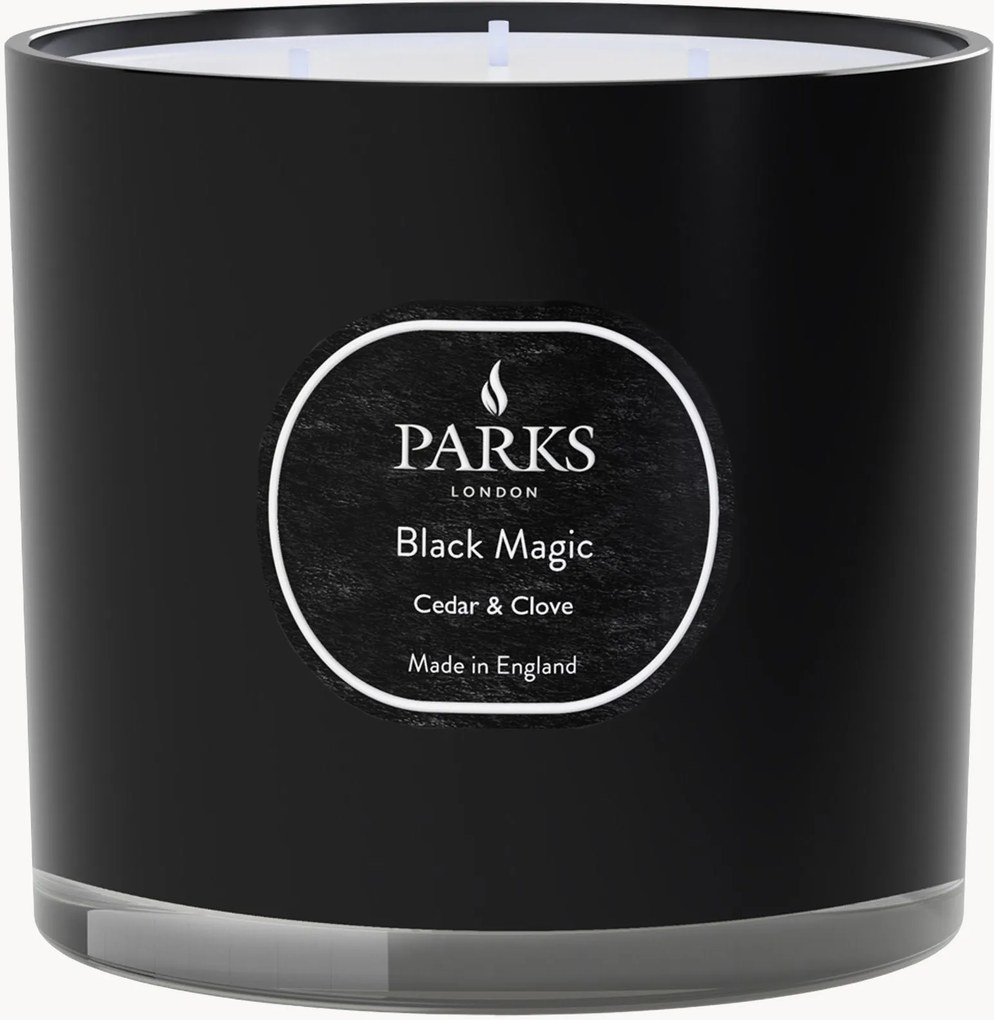 Ručne vyrobená trojknôtová vonná sviečka Black Magic (Cedar, Clove & Sandalwood)