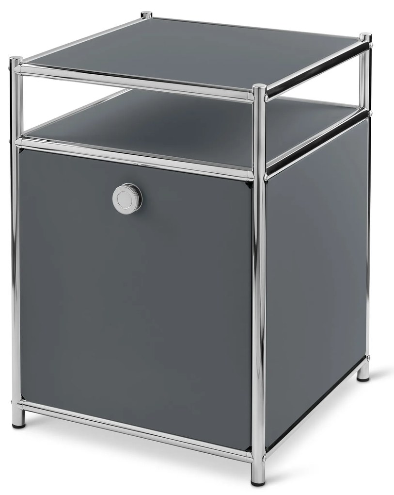 Kovový kontajner na kolieskach »CN3« s výklopnou doskou, sivý