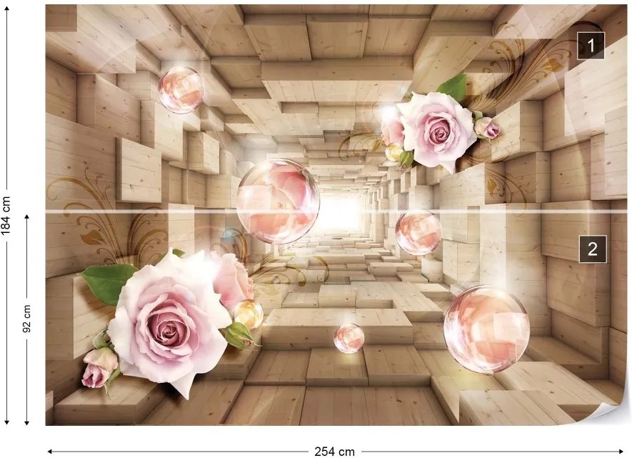 Fototapeta GLIX - 3D Tunnel Roses  + lepidlo ZADARMO Vliesová tapeta  - 254x184 cm