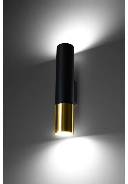 Sollux SL.0950 - Nástenné svietidlo LOOPEZ 2xGU10/10W/230V čierna/zlatá