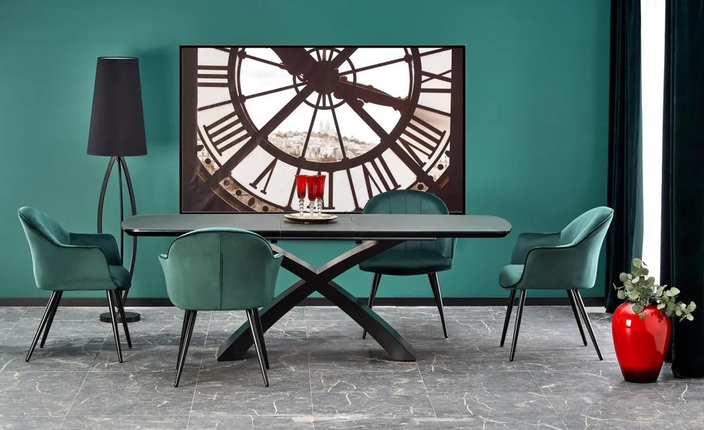 Rozkladací jedálenský stôl Silvestro 180/220 cm sivý/čierny