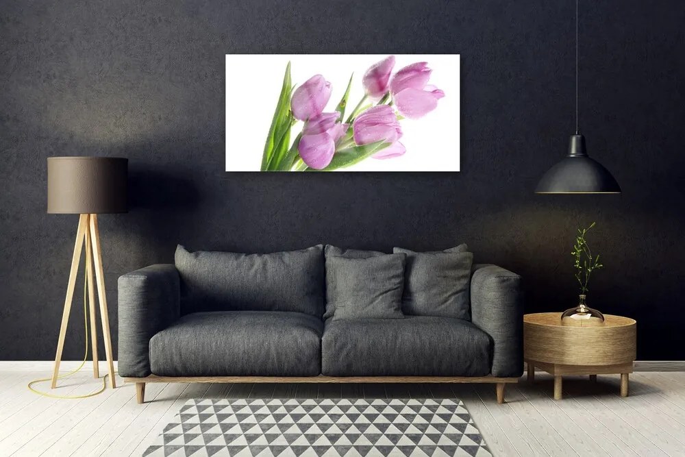 Skleneny obraz Tulipány kvety rastlina 100x50 cm