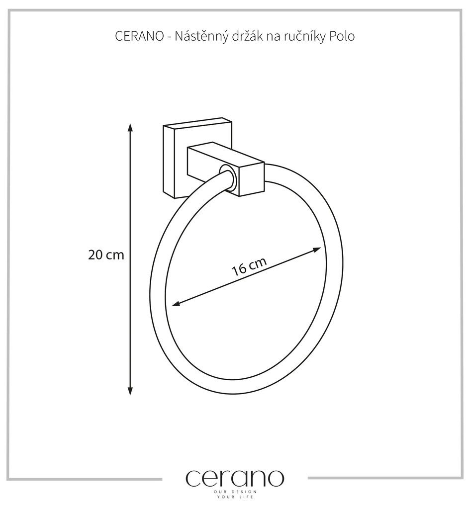 CERANO - Nástenný držiak na uteráky Polo - chróm, CER-CER-479848