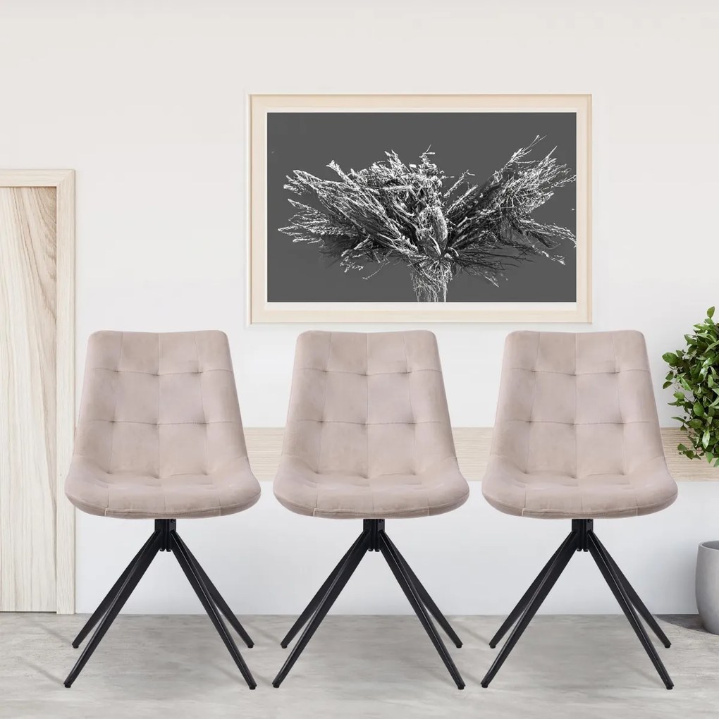 Jedálenská stolička Merna - zamat - Krémová