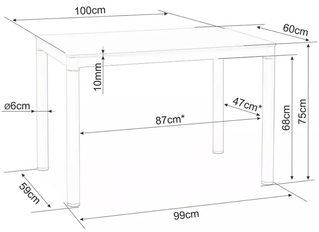 Jídelní stůl Galant 100 cm sklo/černý