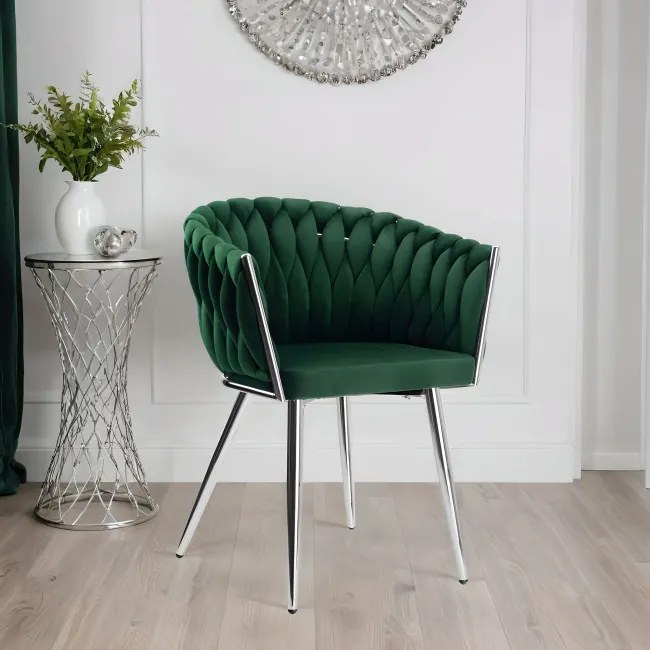 Jedálenská stolička COFTON VELVET tmavozelená