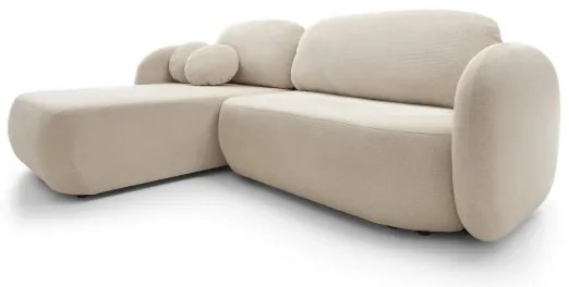 Rohová rozkladacia sedacia súprava s úložným priestorom do tvaru L OLBIA ľavá béžová