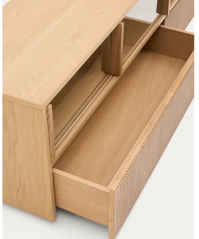 TV stolík v dekore duba v prírodnej farbe 200x54x40 cm Helvine – Kave Home