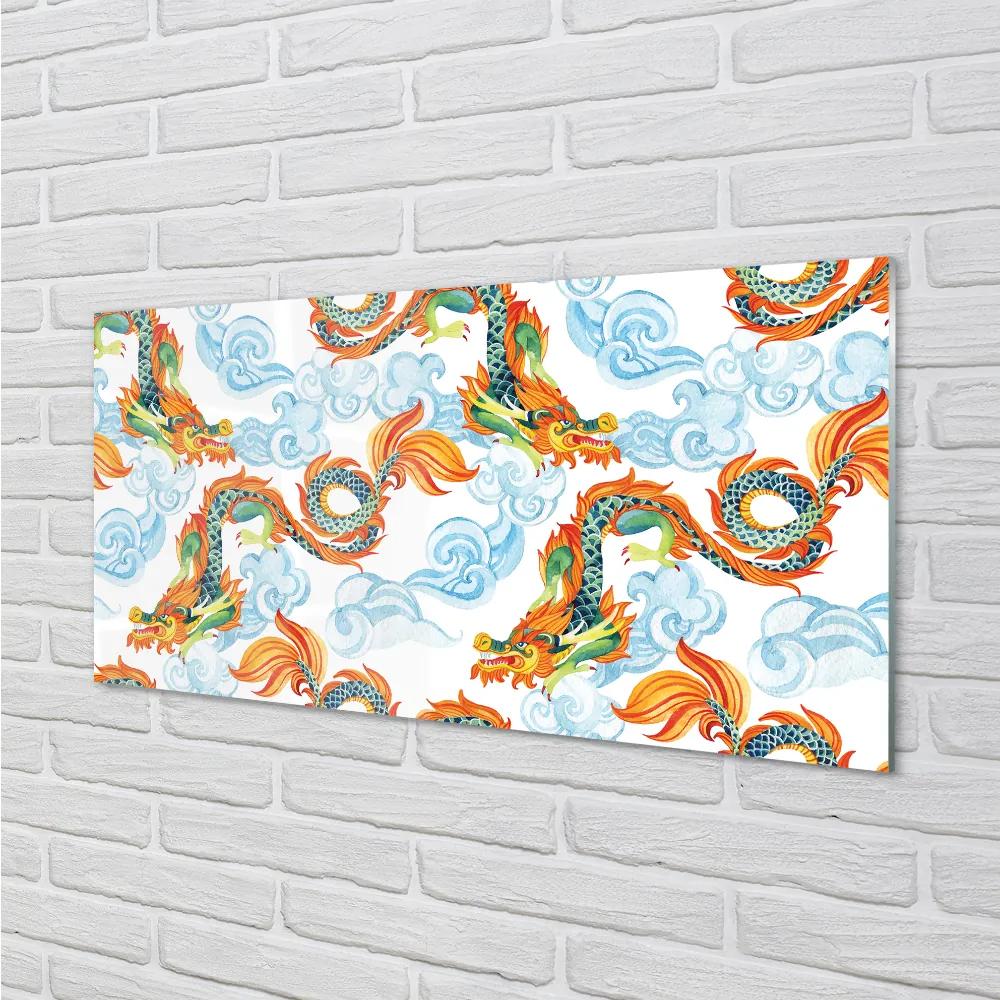 Nástenný panel  Japonské farebné drakmi 120x60 cm