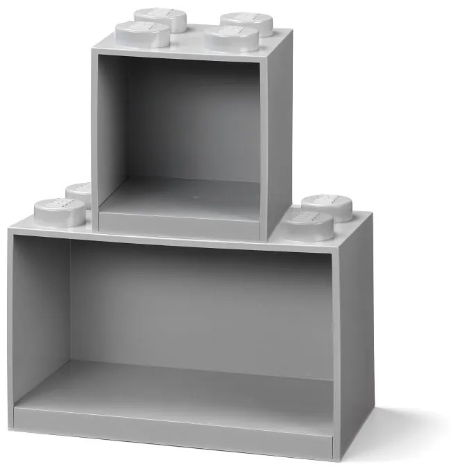 Súprava 2 detských sivých nástenných políc LEGO® Brick