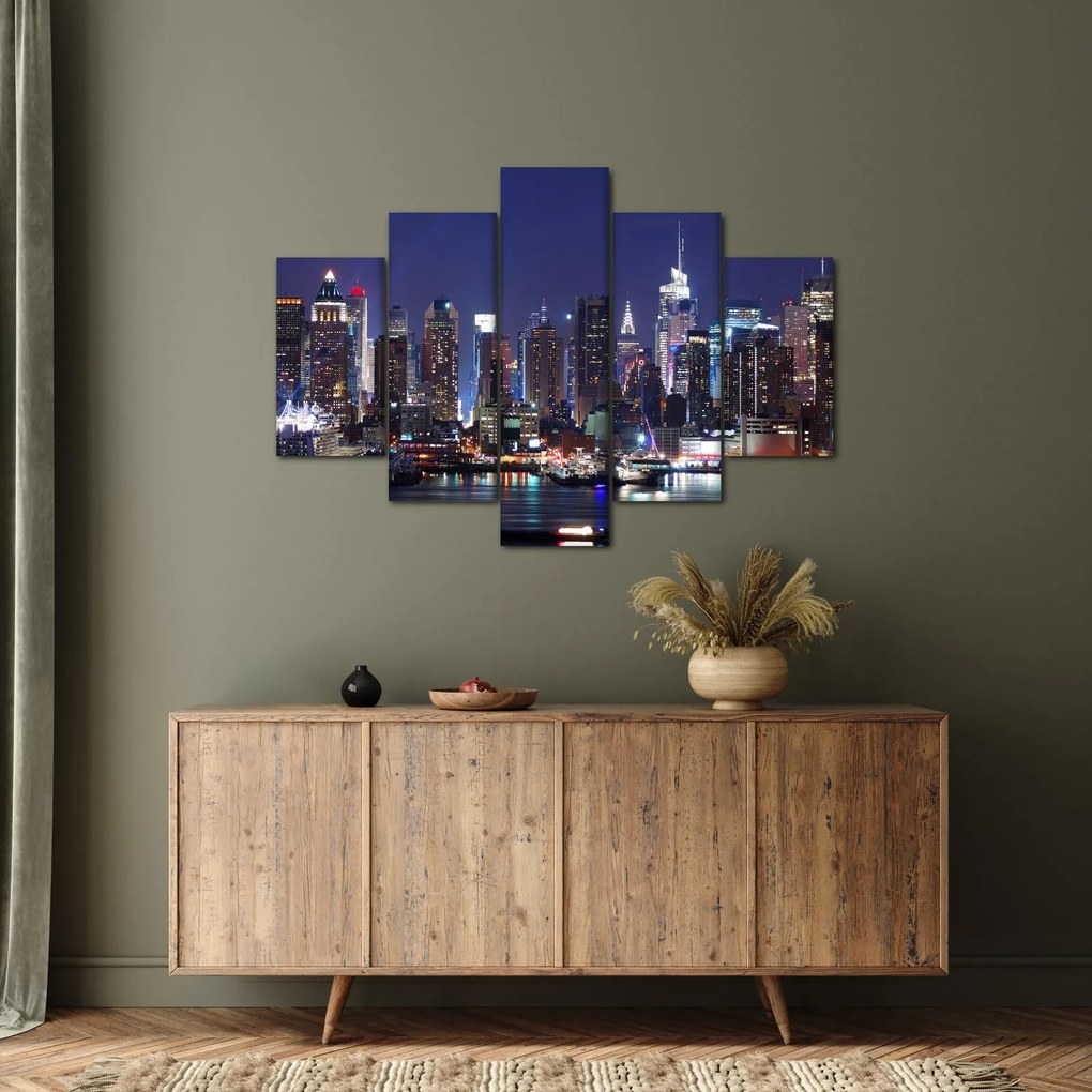 Obraz - Osvetlené New Yorské mrakodrapy (150x105 cm)