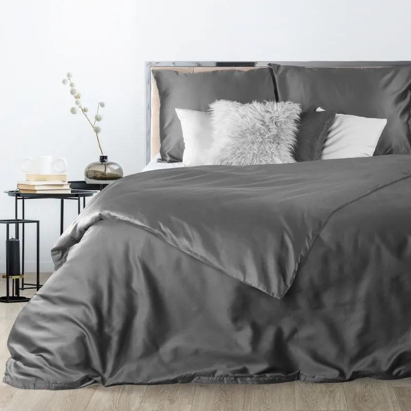 DomTextilu Luxusné posteľné obliečky z bavlneného saténu tmavo sivej farby 3 časti: 1ks 200x220 + 2ks 70 cmx80 Sivá 27582-153044