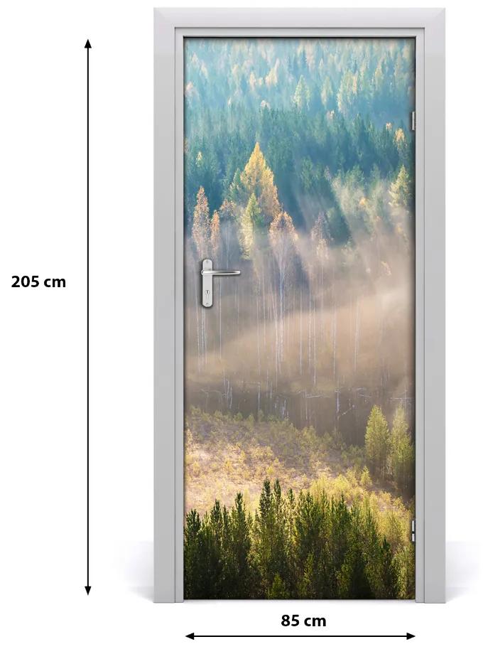 Fototapeta na dvere samolepiace hmla nad lesom 85x205 cm