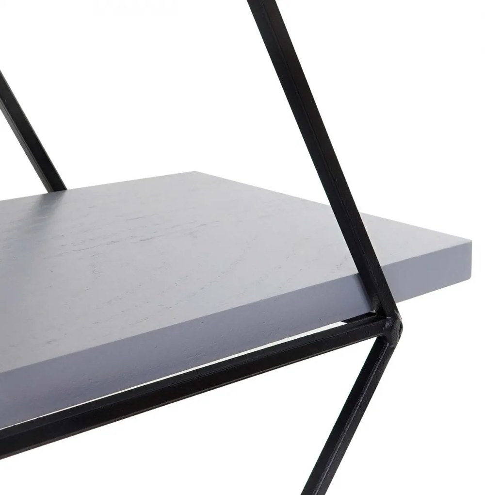 Nástenná polica A80 v industriálnom štýle - drevo / kov, 60x55x12 cm - Sivomodrá