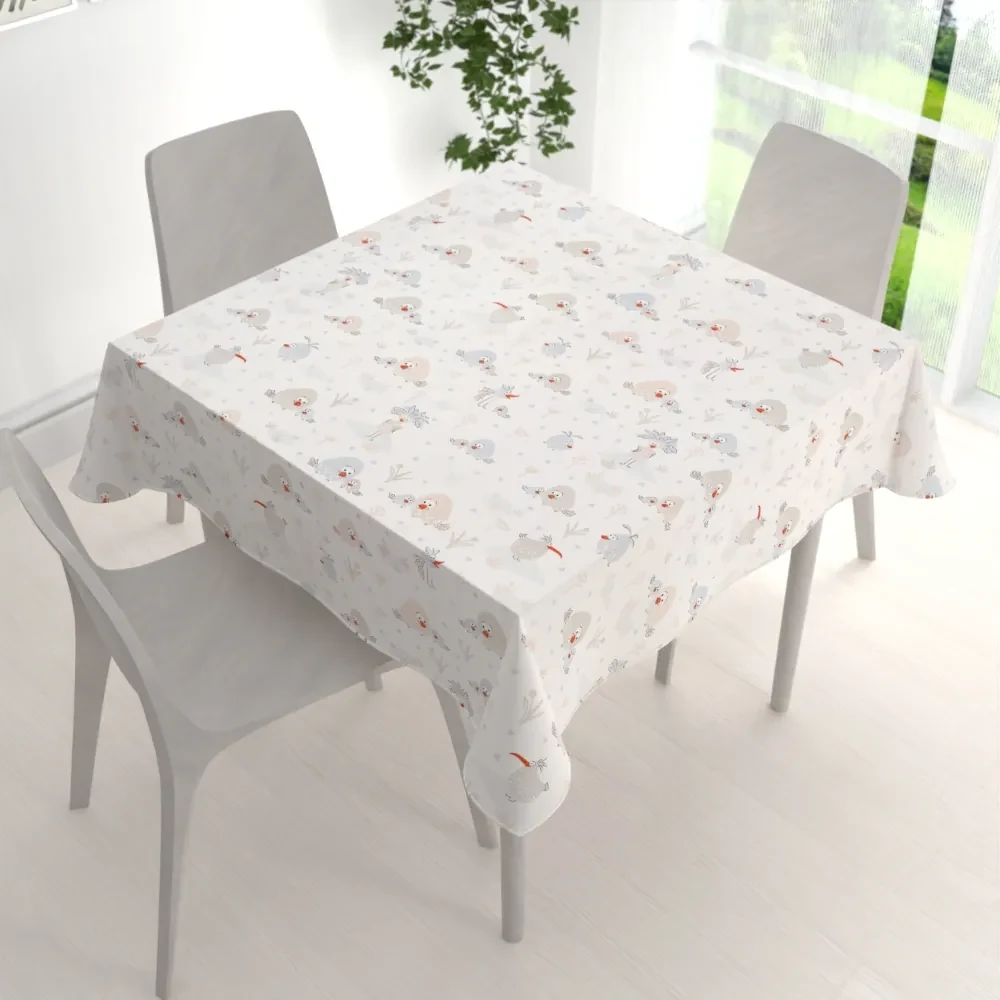 Biante Detský bavlnený štvorcový obrus Sandra SA-614 Veselé vtáčiky na bielom 90x90 cm