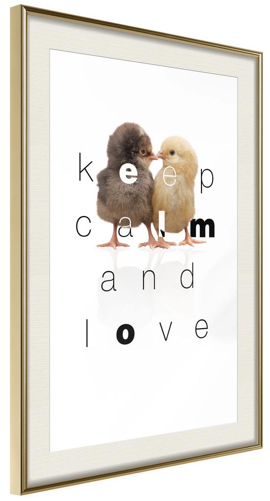 Artgeist Plagát - Keep Calm and Love [Poster] Veľkosť: 20x30, Verzia: Zlatý rám