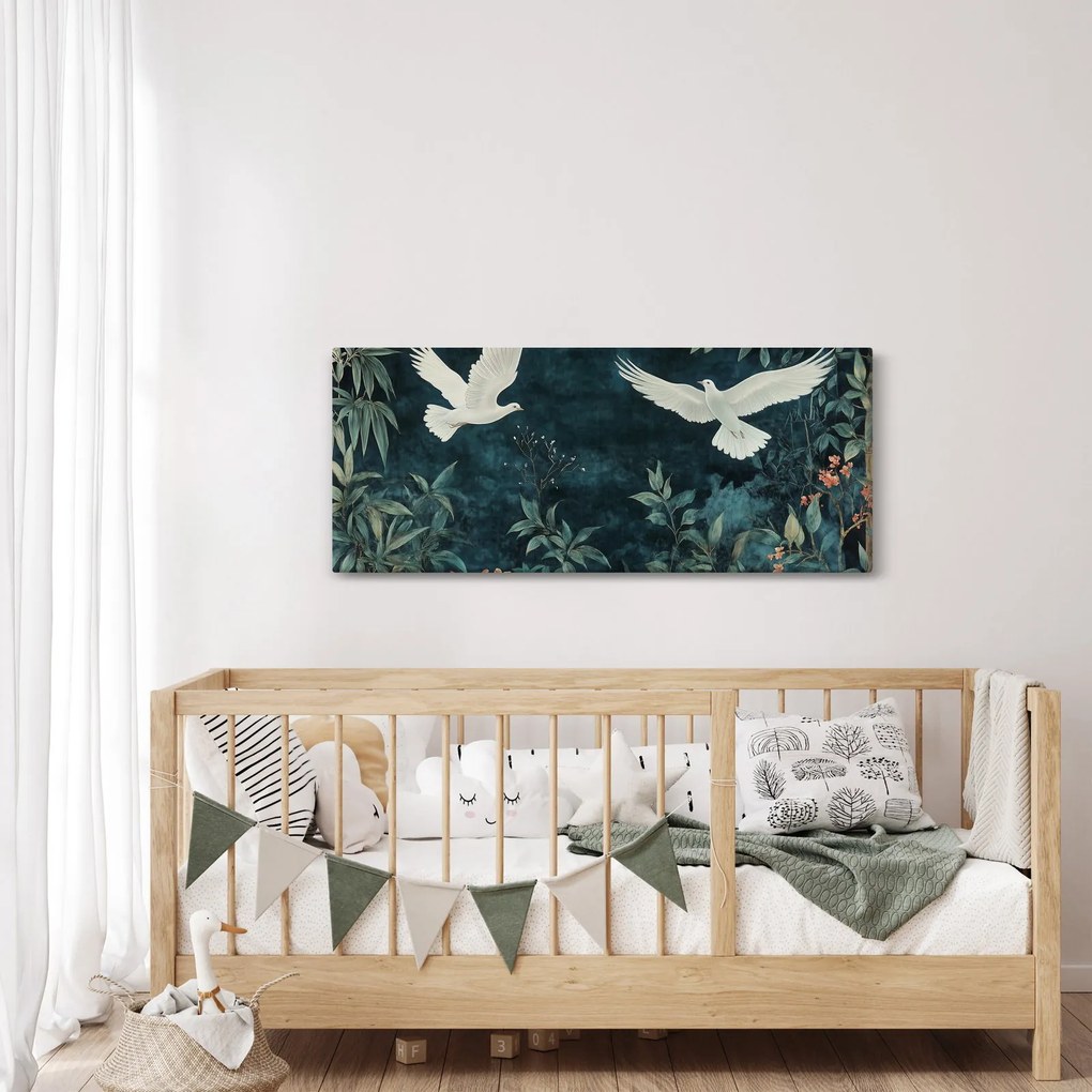 Obraz - Dve holubice (120x50 cm)