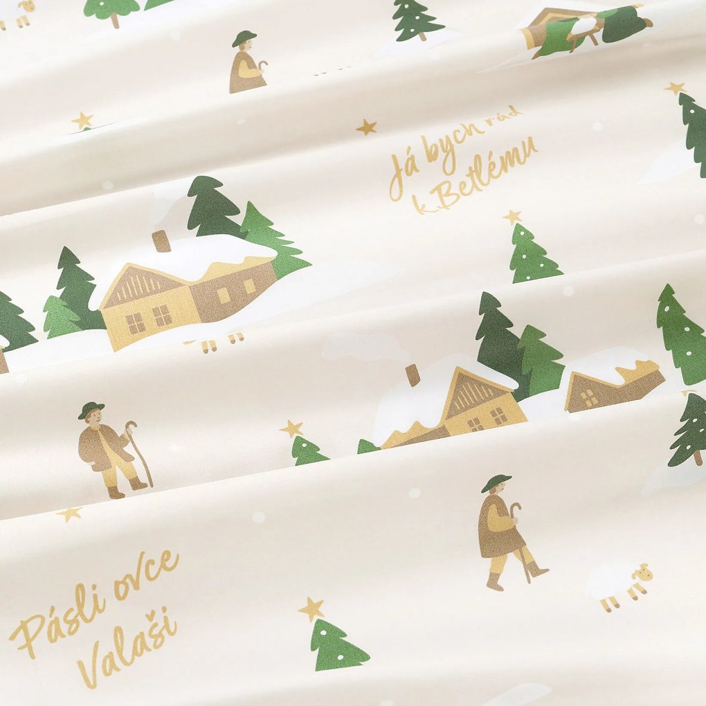 Goldea vianočný okrúhly obrus 100% bavlnené plátno - pásli ovce valaši Ø 130 cm