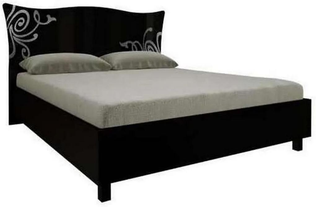 Manželská posteľ GLOE + rošt, 160x200, čierna lesk
