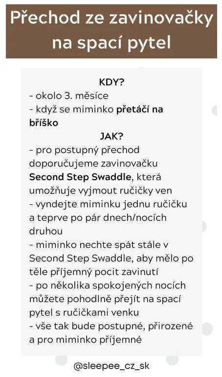 Zavinovačka Sleepee First Step Swaddle s čiapočkou zadarmo Bloom