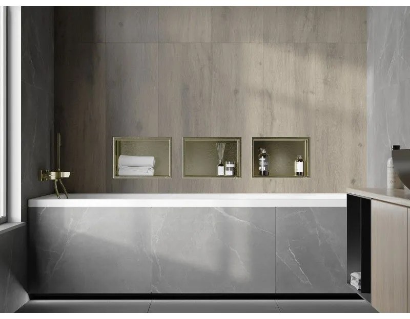 Mexen X-Wall-R, polička na zapustenie na obklad s golierom 30 x 20 cm, zlatá lesklá, 1950302010