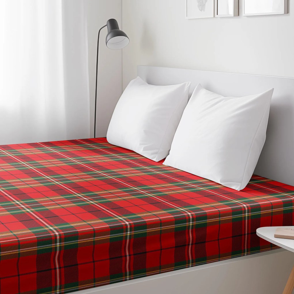 Goldea vianočná bavlnená napínacia plachta - červené káro 80 x 200 cm
