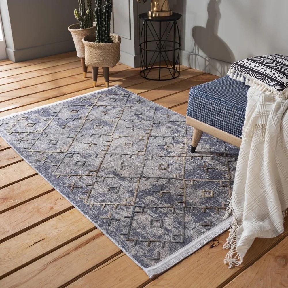 Moderný sivý koberec so strapcami v škandinávskom štýle Šírka: 80 cm | Dĺžka: 150 cm