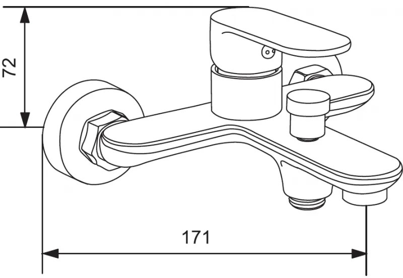 Mexen Milo, nástenná vaňová batéria, zlatá lesklá, 71330-50