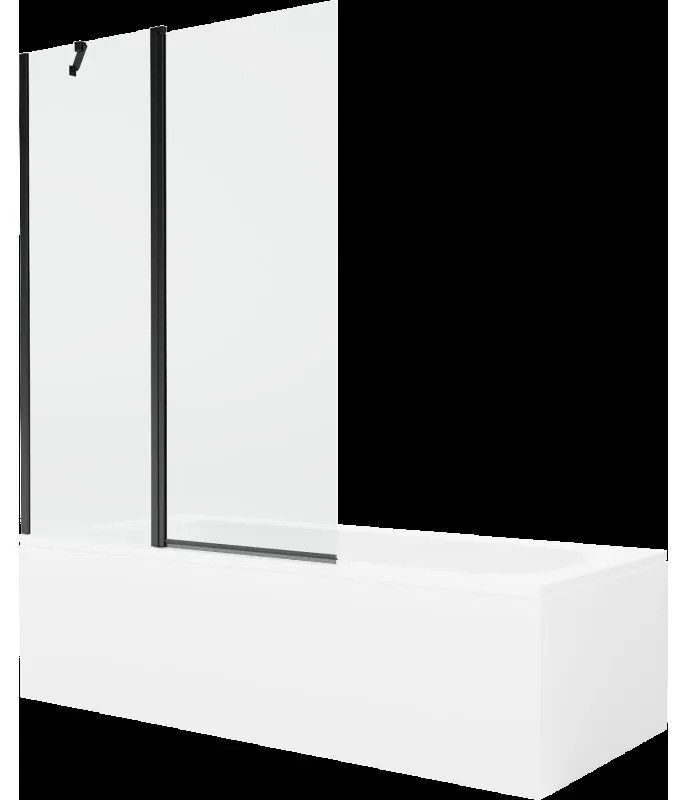 Mexen Vega obdĺžniková vaňa 160 x 70 cm s obkladom a 1-krídlovou sprchovou zástenou 120 cm, Transparentné, Čierna - 550116070X94