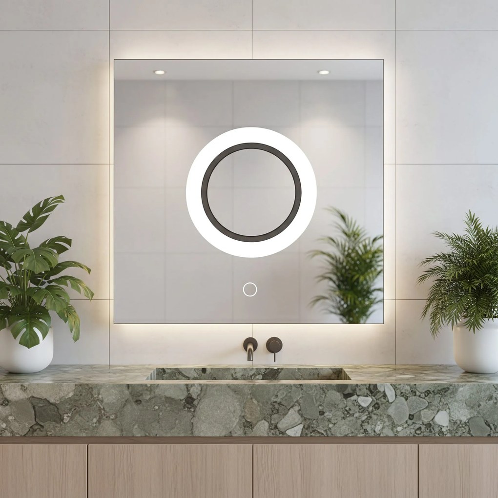 Tutumi Rea, štvorcové LED zrkadlo 60x60 s okrúhlym LED podsvietením YH-BL-12, HOM-01513