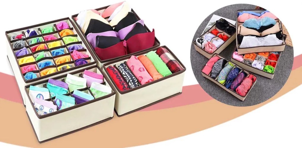 4-dielna sada organizérov na bielizeň