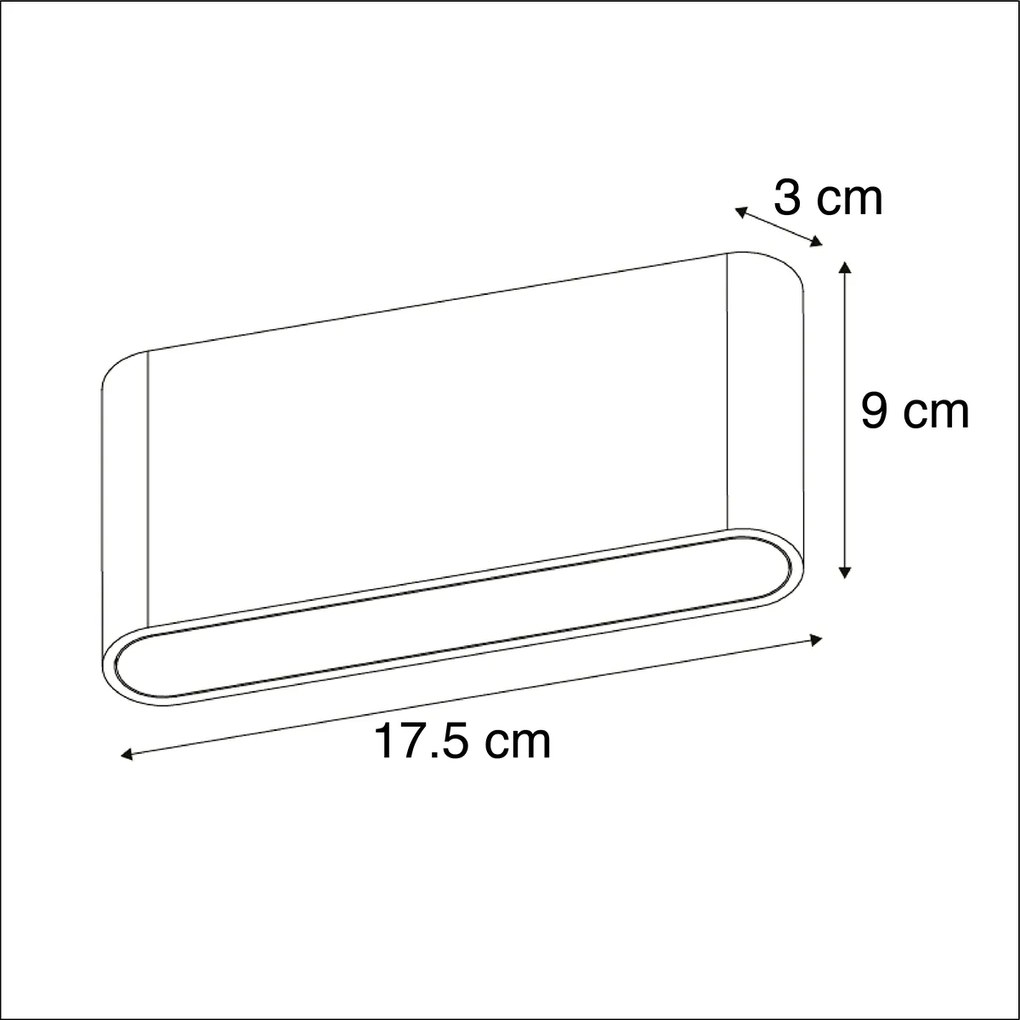 Sada 2 vonkajších nástenných svietidiel tmavosivá 17,5 cm vrátane LED - Batt