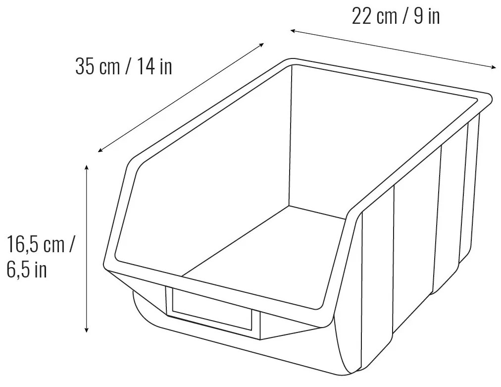 8x Plastový zásobník ECO 16,5x35x22cm