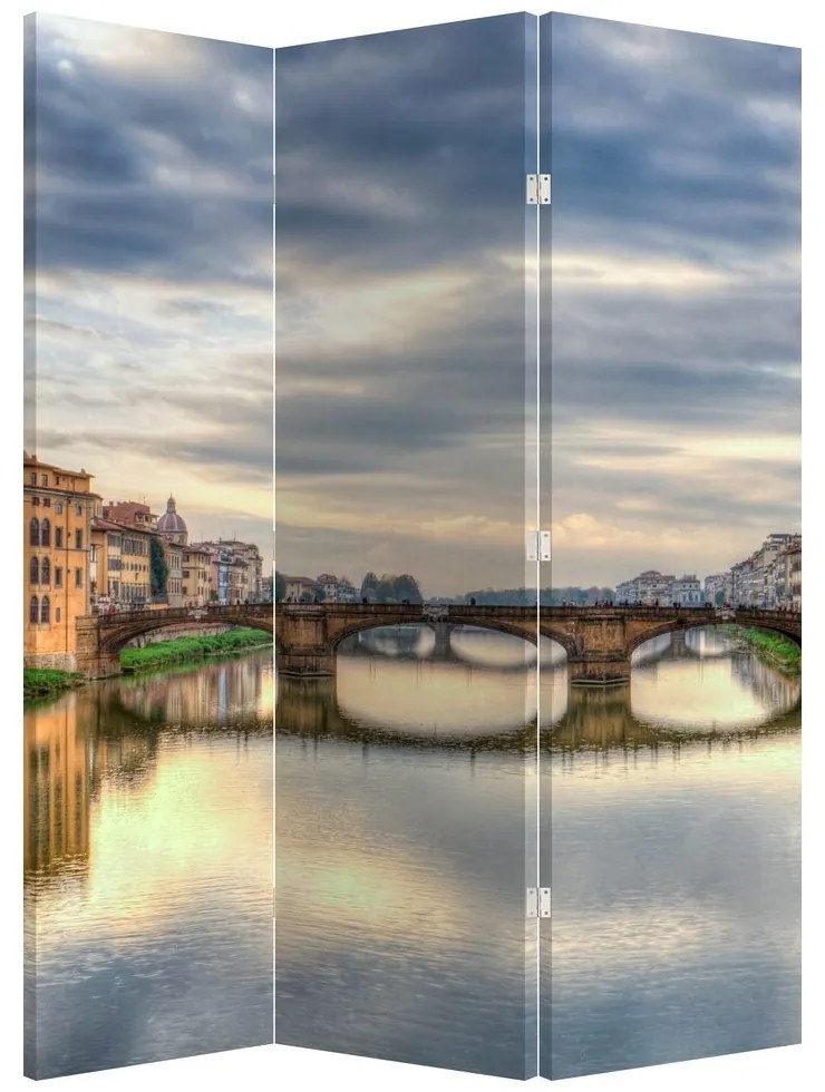 Paraván - Mesto s riekou (126x170 cm)